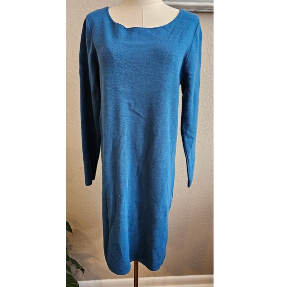 J. Jill Women's Long Sleeve Back Seamed Wool Stretch Sweater Dress Size M Teal - Picture 1 of 6